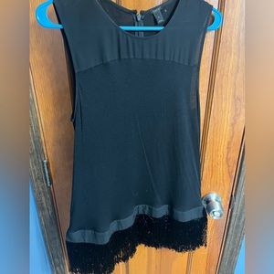 J Crew black fringe top size M
